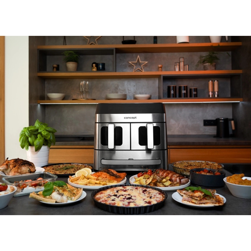 Concept FR9000 - Horkovzdušná fritéza PIZZA TRIO 18,5 l 2700W/230V nerez/černá
