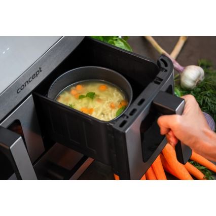 Concept FR9000 - Horkovzdušná fritéza PIZZA TRIO 18,5 l 2700W/230V nerez/černá