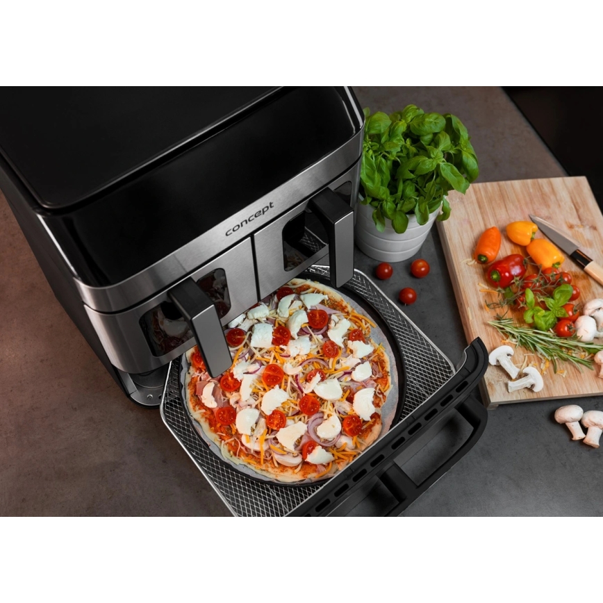 Concept FR9000 - Horkovzdušná fritéza PIZZA TRIO 18,5 l 2700W/230V nerez/černá