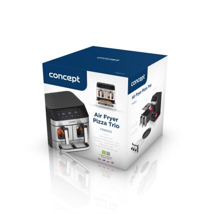 Concept FR9000 - Horkovzdušná fritéza PIZZA TRIO 18,5 l 2700W/230V nerez/černá