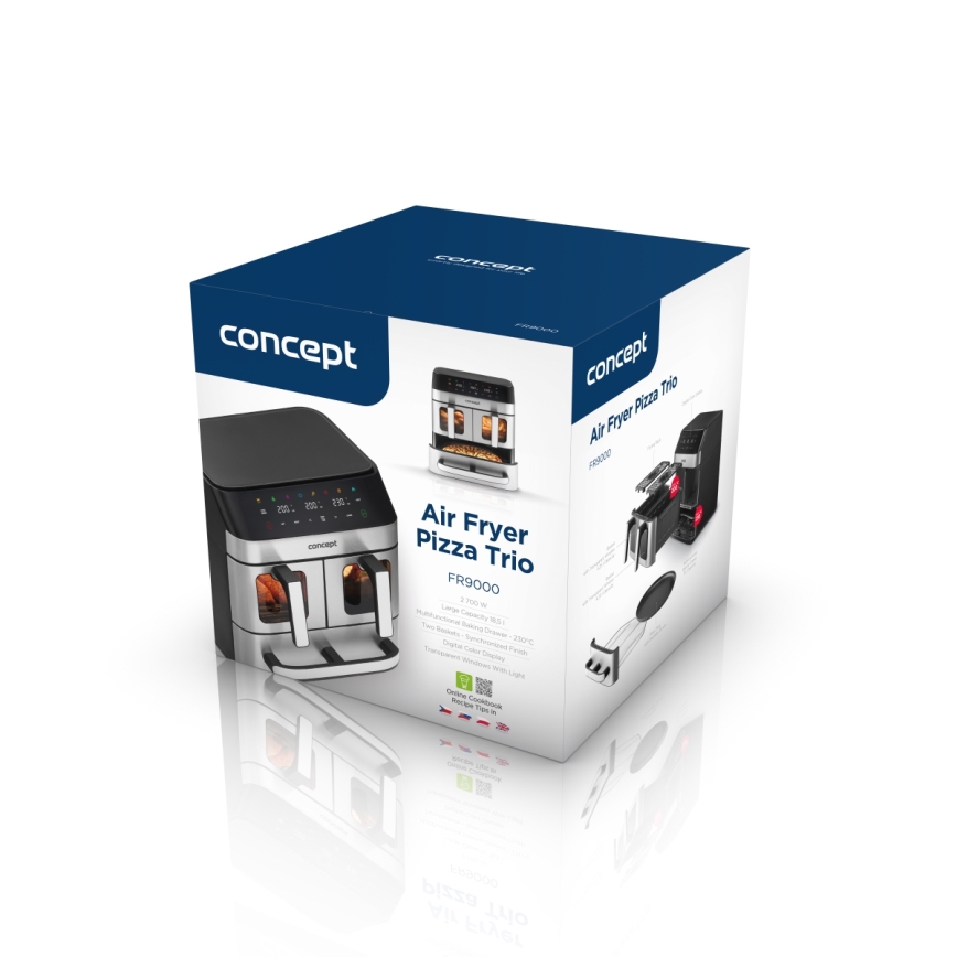 Concept FR9000 - Horkovzdušná fritéza PIZZA TRIO 18,5 l 2700W/230V nerez/černá