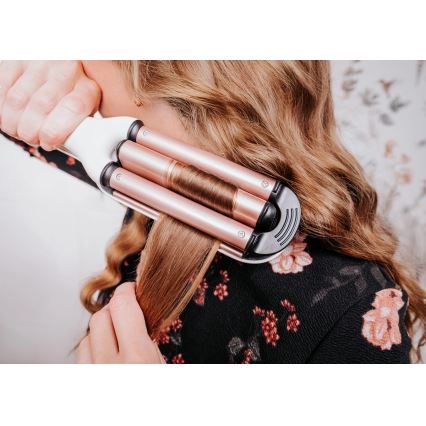 Concept KT2140 - Trojkulma na vlasy GLAM STYLE 100W/230V bílá/rose gold