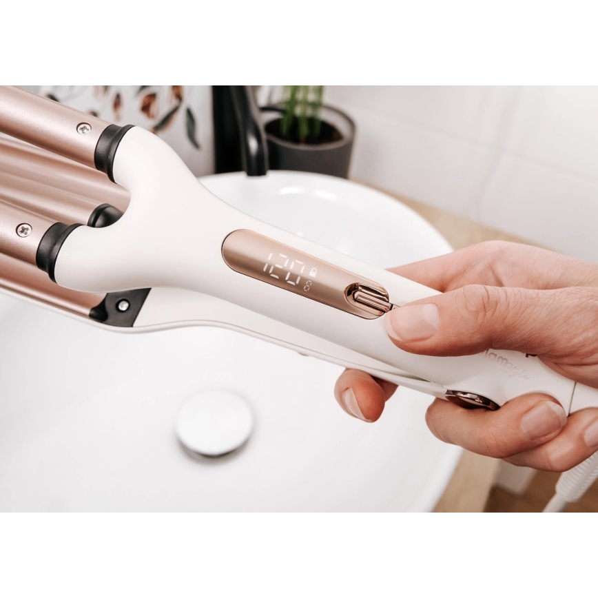 Concept KT2140 - Trojkulma na vlasy GLAM STYLE 100W/230V bílá/rose gold