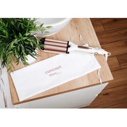 Concept KT2140 - Trojkulma na vlasy GLAM STYLE 100W/230V bílá/rose gold