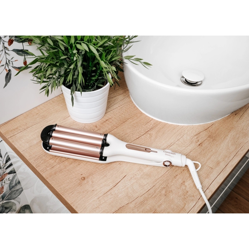 Concept KT2140 - Trojkulma na vlasy GLAM STYLE 100W/230V bílá/rose gold