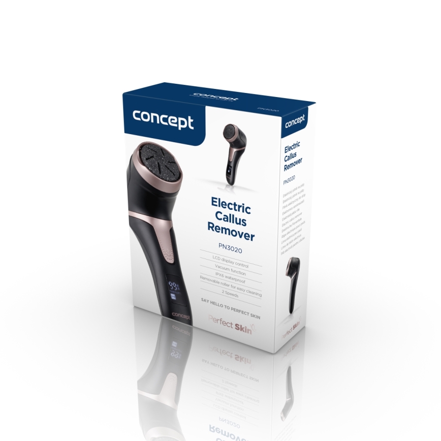 Concept PN3020 - Elektrický pilník na paty PERFECT SKIN 5V 1200 mAh IPX6 černá/rosegold
