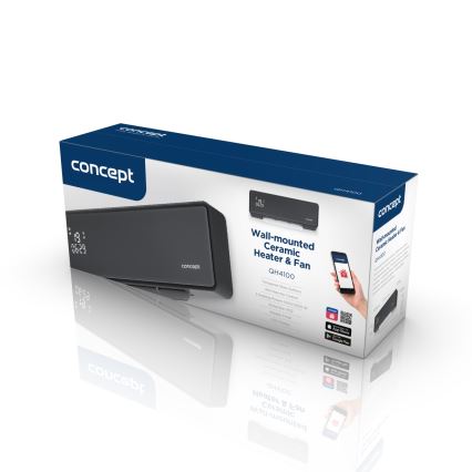 Concept QH4100 - Elektrické topení 1000/2000W Wi-Fi IP22 šedá + dálkové ovládání