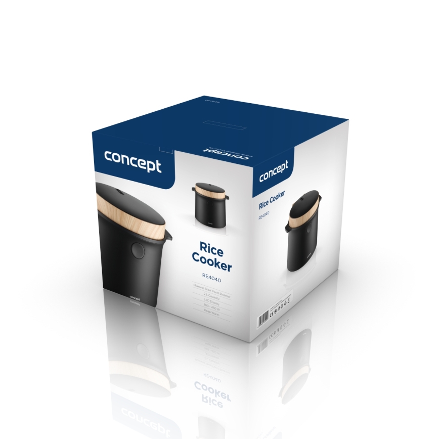 Concept RE4040 - Digitální rýžovar 2v1 450W/230V 2 l černá/dekor dřeva