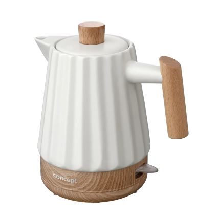Concept RK0090 - Rychlovarná konvice 1,5 l 1500W/230V bílá/dekor dřeva/keramika