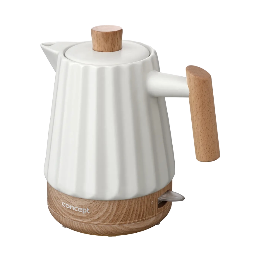Concept RK0090 - Rychlovarná konvice 1,5 l 1500W/230V bílá/dekor dřeva/keramika