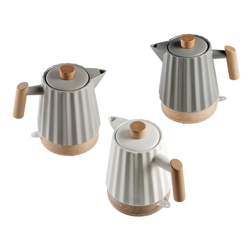 Concept RK0090 - Rychlovarná konvice 1,5 l 1500W/230V bílá/dekor dřeva/keramika