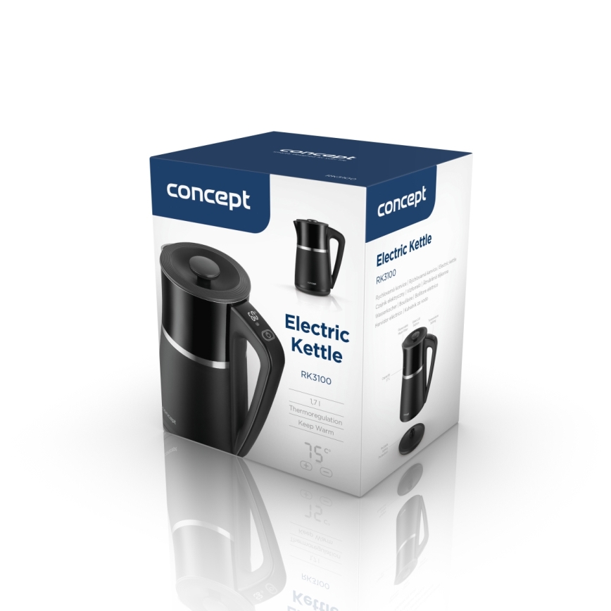 Concept RK3100 - Rychlovarná konvice s termotegulací 1,7 l 2200W/230V černá