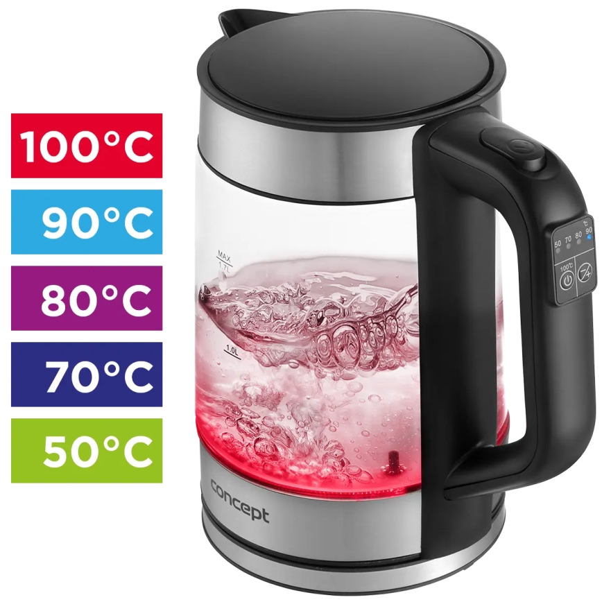 Concept RK4067 - Rychlovarná konvice s termotegulací 1,7 l 2200W/230V nerez