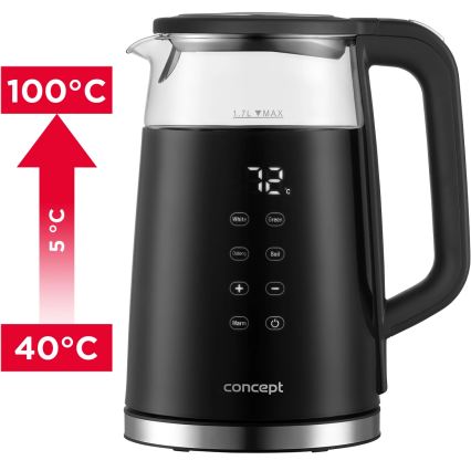 Concept RK4100 - Rychlovarná konvice s termotegulací 1,7 l 2200W/230V černá
