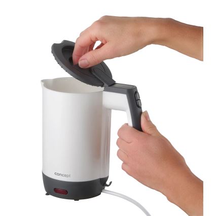 Concept RK7030 - Cestovní rychlovarná konvice 0,5 l 1080W/230V šedá/bílá + 2 šálky