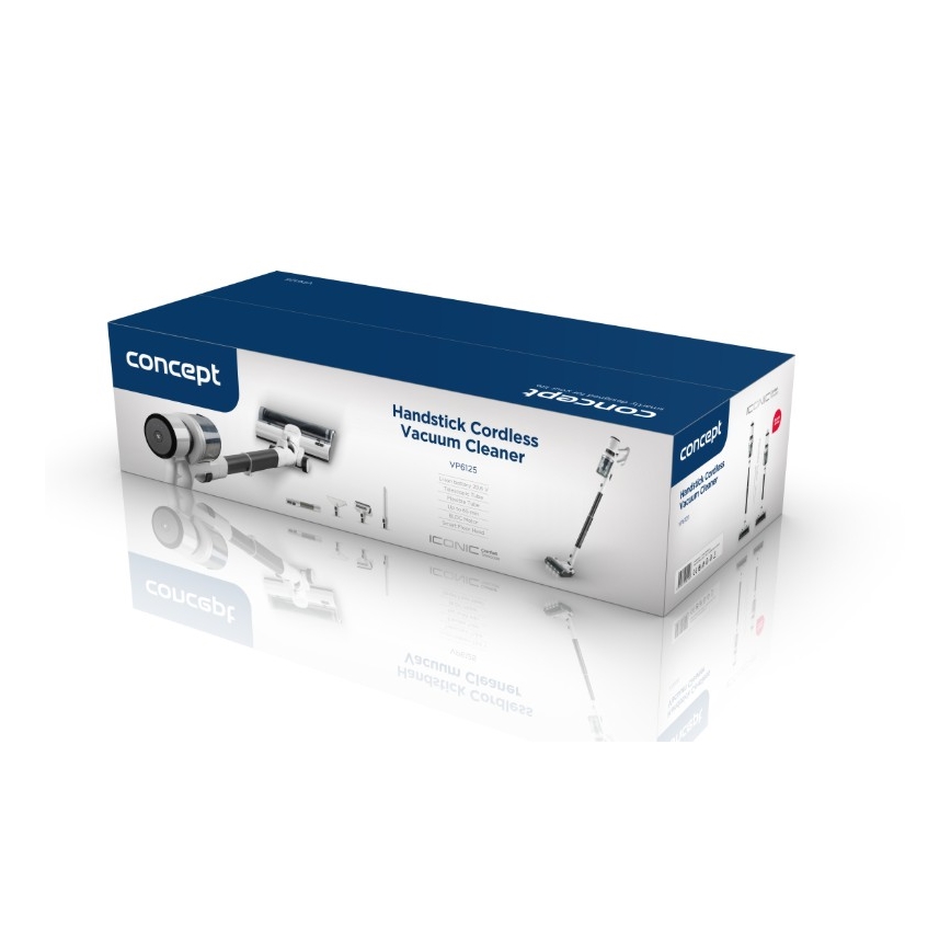 Concept VP6125 - Tyčový ruční vysavač 2v1 ICONIC Comfort Telescope 400W/29,6V 2000 mAh bílá