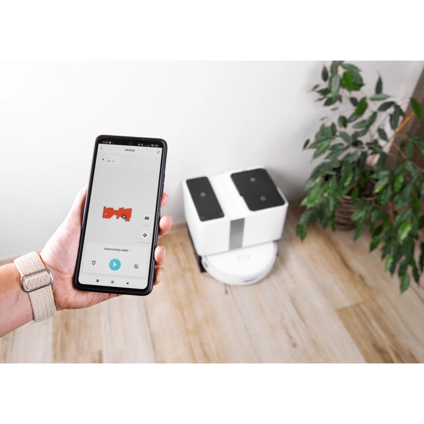 Concept VR4050 - Chytrý robotický vysavač s mopem 2v1 OPTIMUS AQUA PRO LASER 3D 600W/230V 5200 mAh Wi-Fi bílá