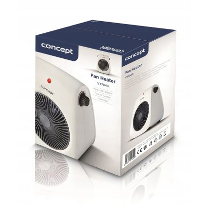 Concept vt7040 - Ventilátor s topným tělesem 1000/2000W/230V bílá