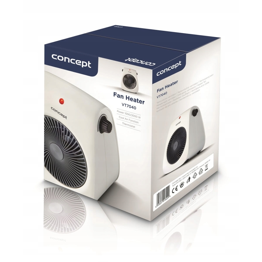 Concept vt7040 - Ventilátor s topným tělesem 1000/2000W/230V bílá
