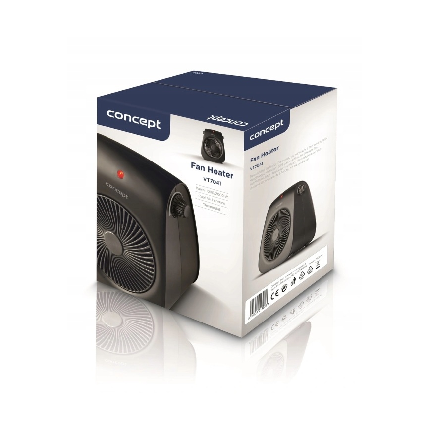 Concept vt7041 - Ventilátor s topným tělesem 1000/2000W/230V černá