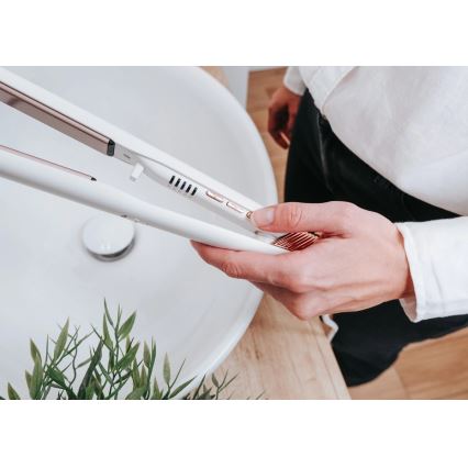 Concept VZ2110 - Žehlička na vlasy GLAM STYLE 48W/230V bílá/rose gold