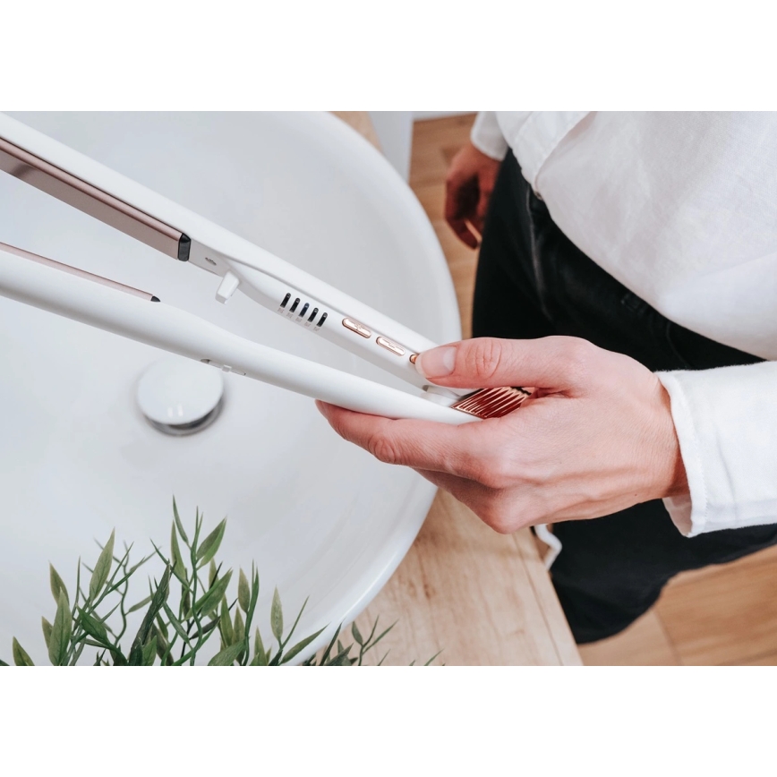 Concept VZ2110 - Žehlička na vlasy GLAM STYLE 48W/230V bílá/rose gold