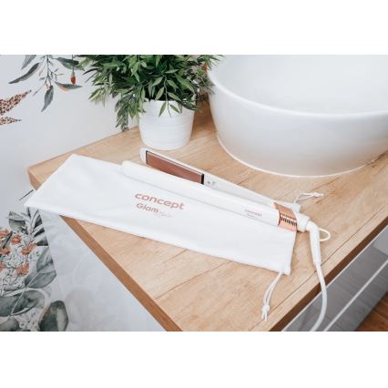 Concept VZ2110 - Žehlička na vlasy GLAM STYLE 48W/230V bílá/rose gold