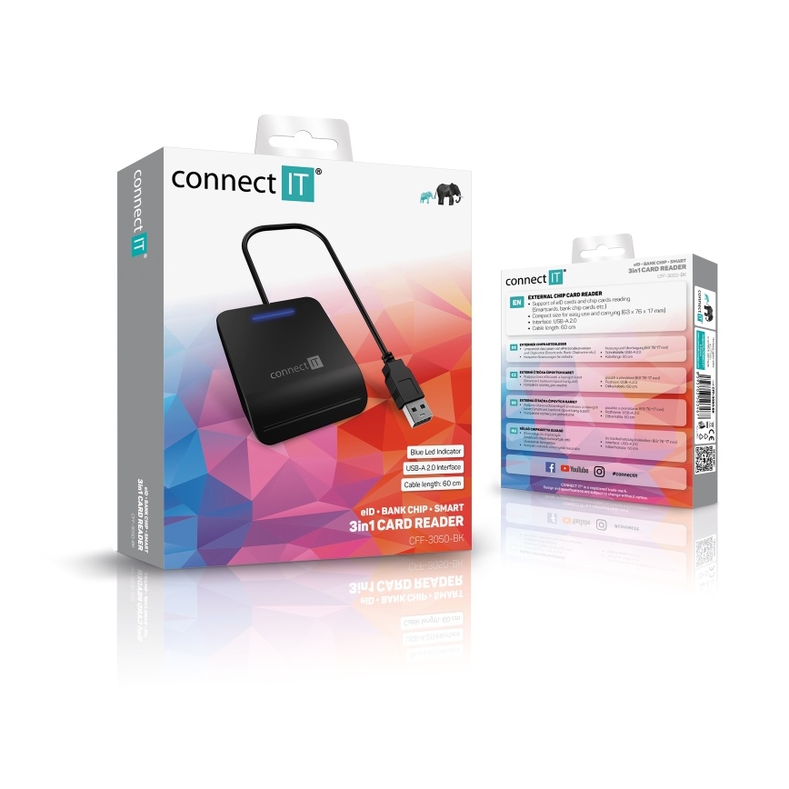 CONNECT IT CFF-3050-BK - Čtečka eObčanek a čipových karet 5V