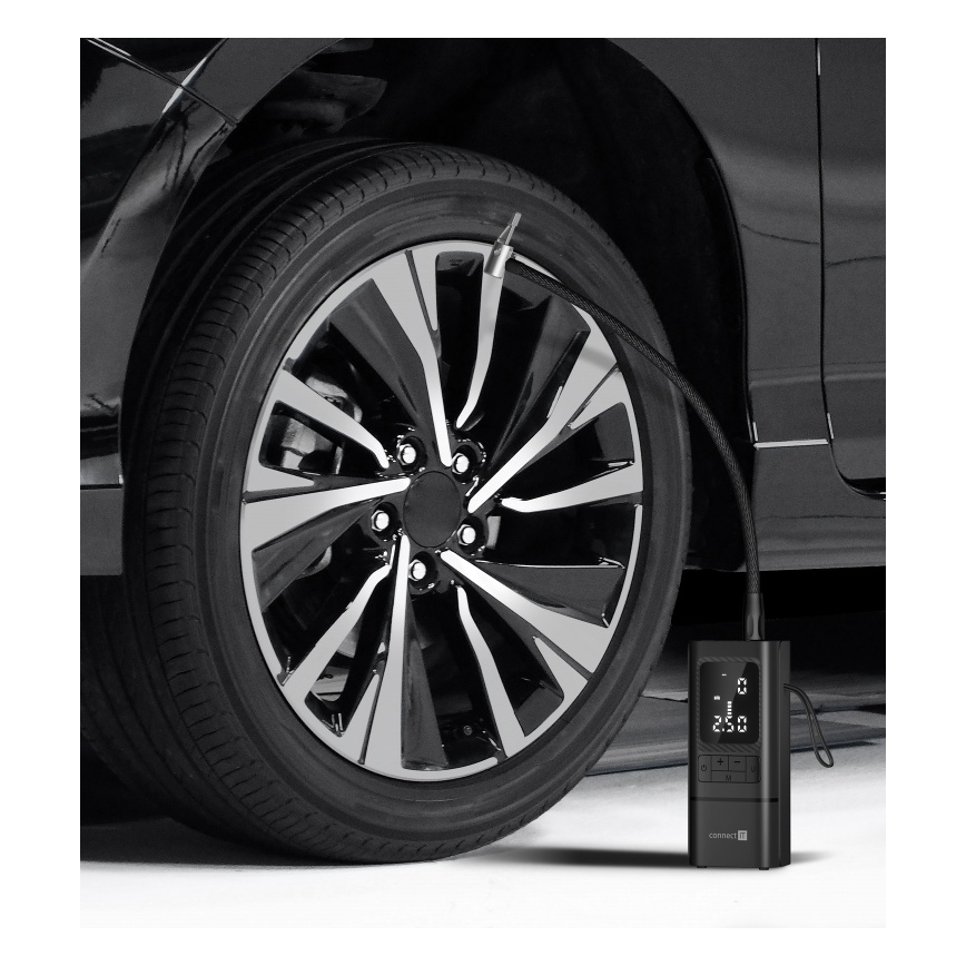CONNECT IT CFF-4500-BK - Digitální kapesní kompresor AirFlow 80W/6000 mAh černá