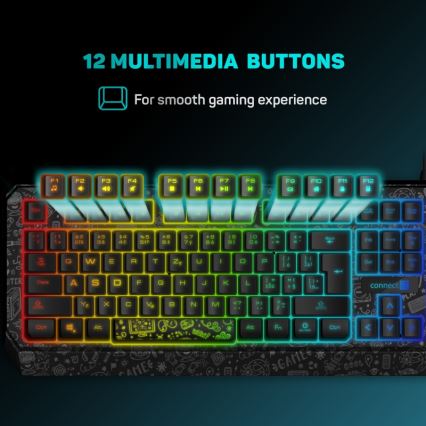 CONNECT IT CKB-3530-DD - LED RGB Drátová herní klávesnice s CZ/SK lokalizací černá