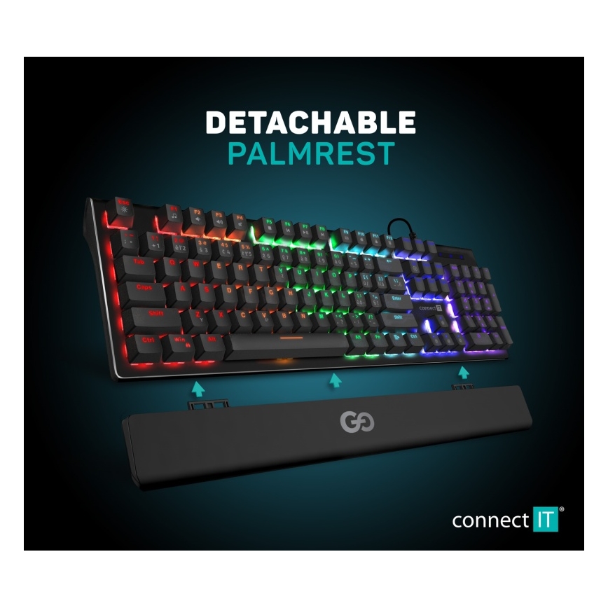 CONNECT IT CKB-7050-CS - LED RGB Drátová herní klávesnice s CZ/SK lokalizací černá