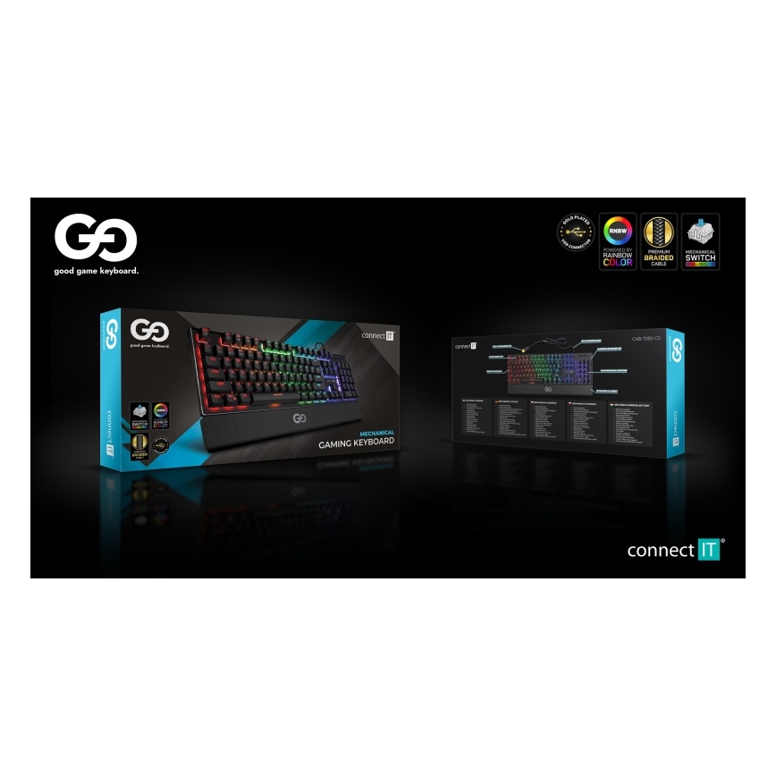 CONNECT IT CKB-7050-CS - LED RGB Drátová herní klávesnice s CZ/SK lokalizací černá