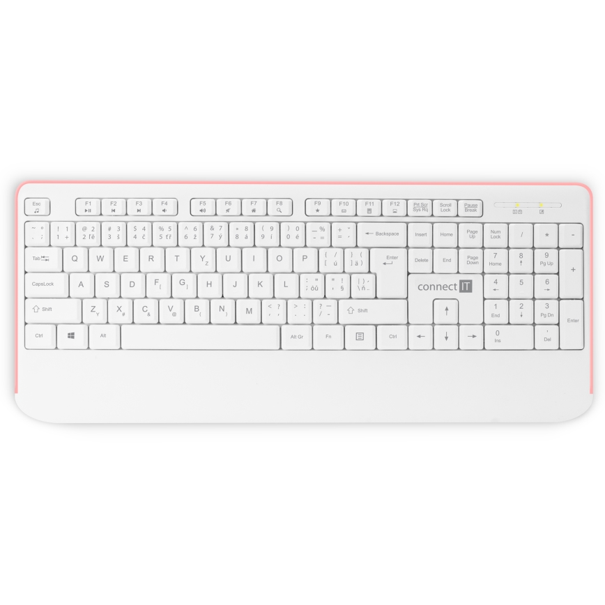 CONNECT IT CKM-7801-CS - Bezdrátová klávesnice a myš 1200 DPI s CZ/SK lokalizací 1xAAA + 1xAA bílá/růžová