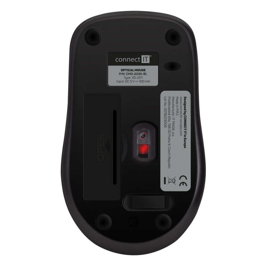 CONNECT IT CMO-2230-BL - Bezdrátová tichá myš MUTE 1200 DPI 1xAA černá/modrá