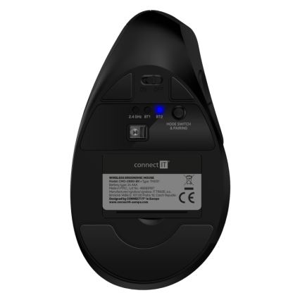 CONNECT IT CMO-2880-BK - Ergonomická bezdrátová myš Verti TriMode 1000/1600/2400 DPI 2xAAA černá