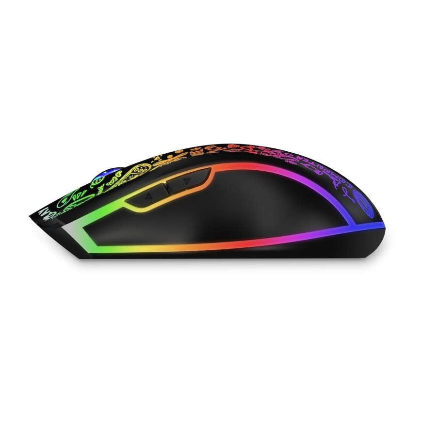 CONNECT IT CMO-3530-DD - LED RGB Bezdrátová nabíjecí herní myš 800/1200/1600/2400/4800 DPI 600 mAh černá