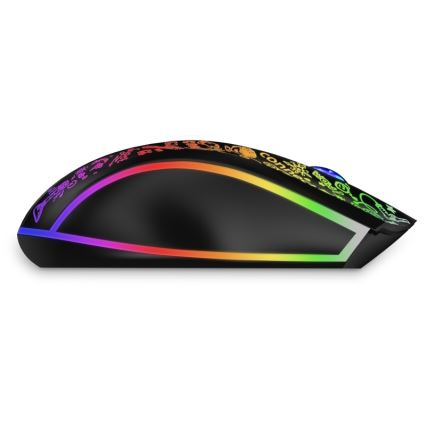 CONNECT IT CMO-3530-DD - LED RGB Bezdrátová nabíjecí herní myš 800/1200/1600/2400/4800 DPI 600 mAh černá