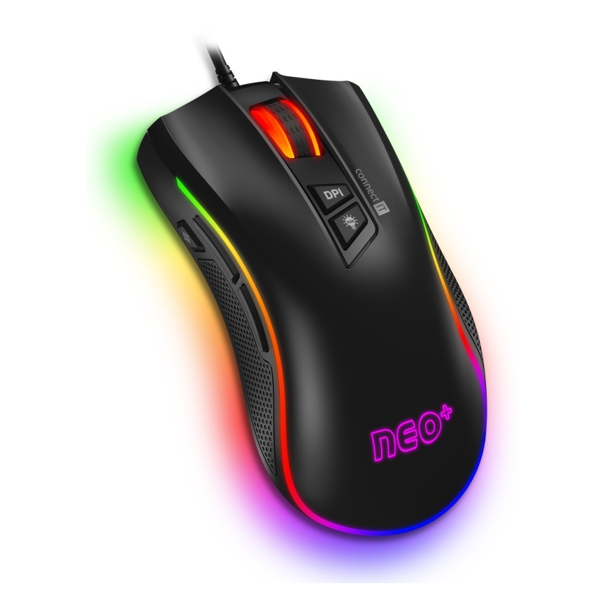 CONNECT IT CMO-3591-BK - LED RGB Drátová herní myš 500-7200 DPI černá