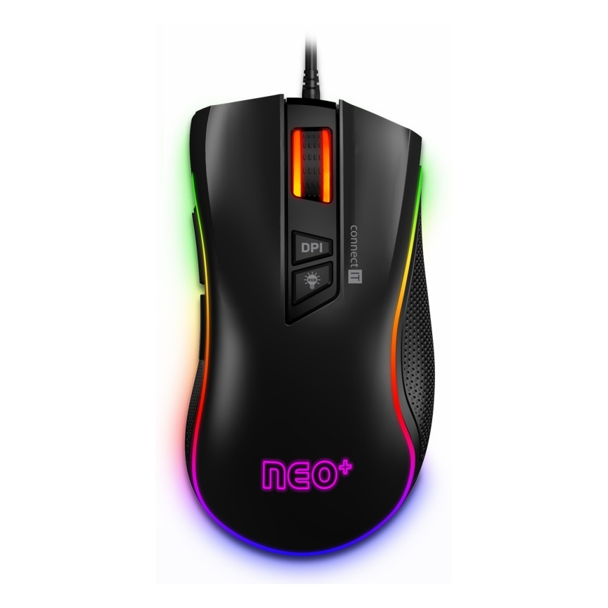 CONNECT IT CMO-3591-BK - LED RGB Drátová herní myš 500-7200 DPI černá