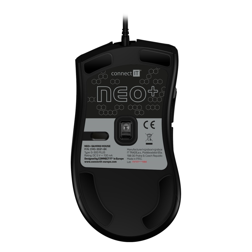 CONNECT IT CMO-3591-BK - LED RGB Drátová herní myš 500-7200 DPI černá