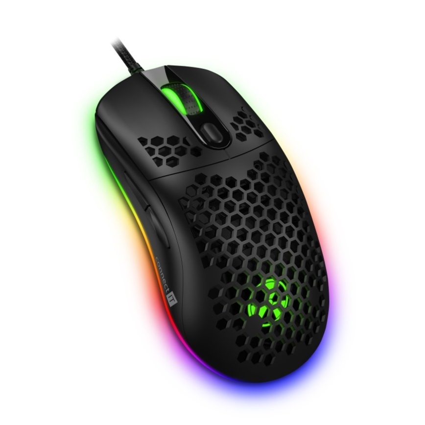 CONNECT IT CMO-5511-BK - LED RGB Drátová herní myš 200-12800 DPI černá