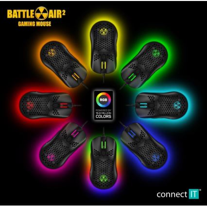 CONNECT IT CMO-5511-BK - LED RGB Drátová herní myš 200-12800 DPI černá