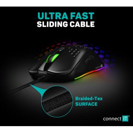 CONNECT IT CMO-5511-BK - LED RGB Drátová herní myš 200-12800 DPI černá
