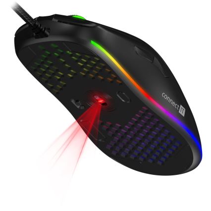 CONNECT IT CMO-5511-BK - LED RGB Drátová herní myš 200-12800 DPI černá
