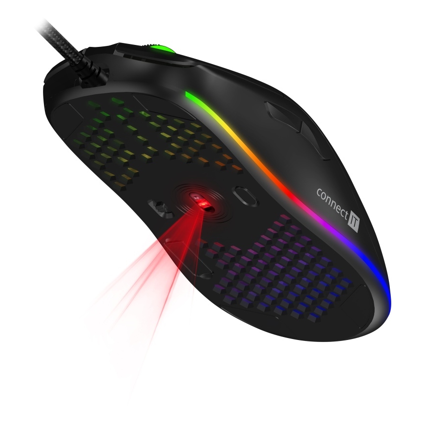 CONNECT IT CMO-5511-BK - LED RGB Drátová herní myš 200-12800 DPI černá