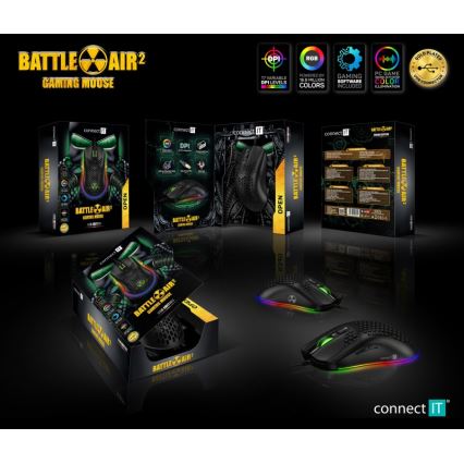 CONNECT IT CMO-5511-BK - LED RGB Drátová herní myš 200-12800 DPI černá