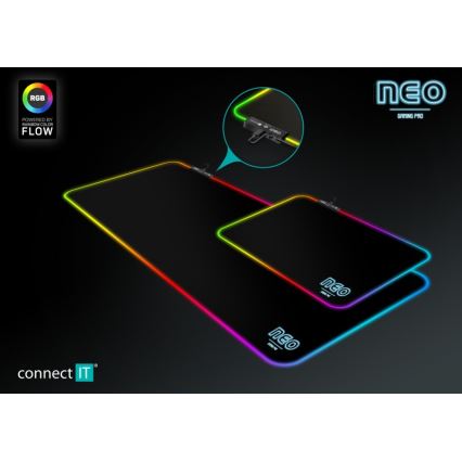 CONNECT IT CMP-3100-LG - LED RGB Herní podložka pod klávesnici a myš 80x30 cm černá
