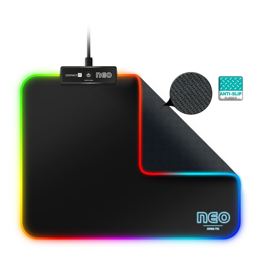 CONNECT IT CMP-3100-SM - LED RGB Herní podložka pod myš 32x24,5 cm černá
