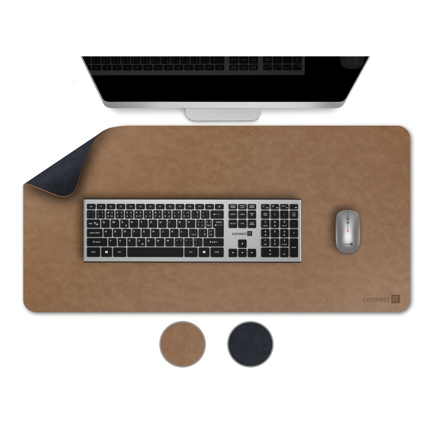 CONNECT IT CMP-4040-LG - Oboustranná podložka pod klávesnici a myš 90x40 cm modrá/hnědá