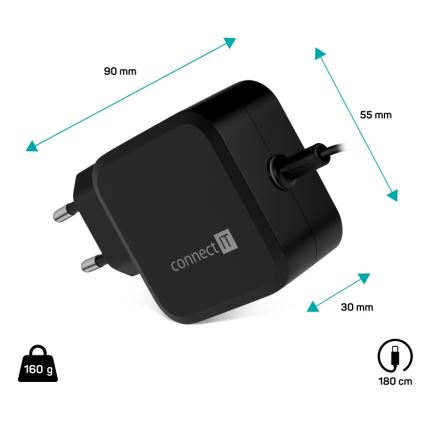 CONNECT IT CNP-1660-BK - Univerzální napájecí adaptér pro notebooky USB-C 67W